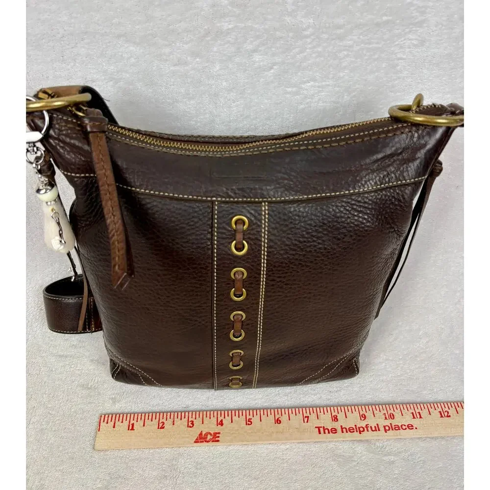 Coach Vintage Y2K Chelsea Laced Duffle in Chocolate Pebble Leather with Charm